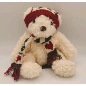 Vintage Russ Berrie Schubert Bear Teddy Stuffed Plush Scarf and Hat Winter Berry